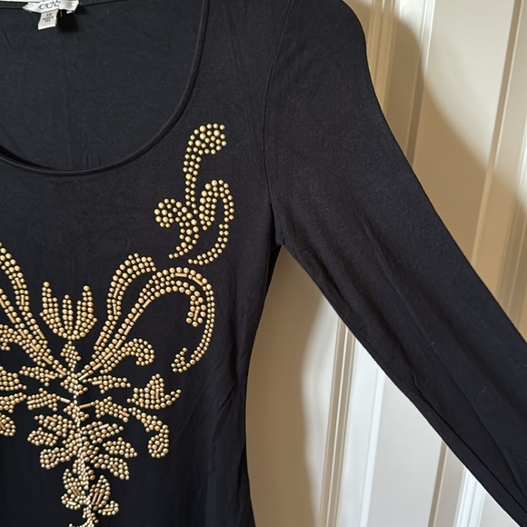 CACHE Womens XS/Black Beaded vintage top - Picture 6 of 7